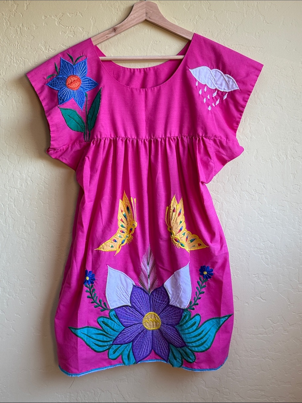 Vintage Fuchsia Embroidered Floral Tunic